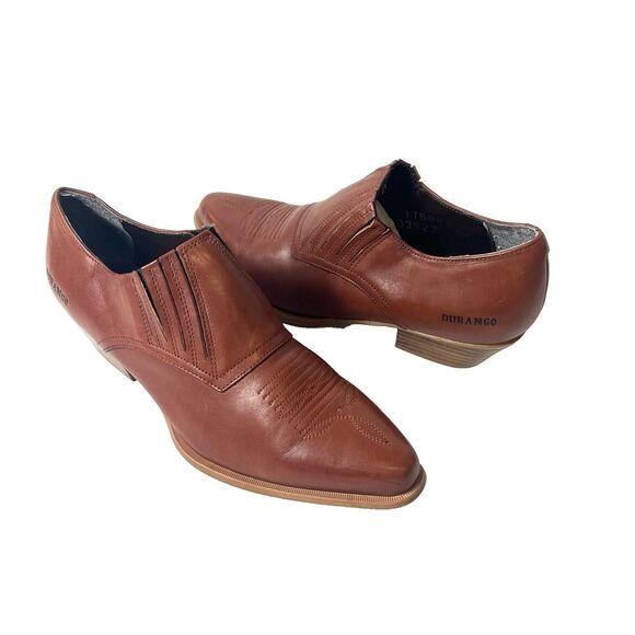 Durango Slip On Brown Leather Classic Western Ankle Bootie Womens 7M Pointed Toe - Picture 1 of 12